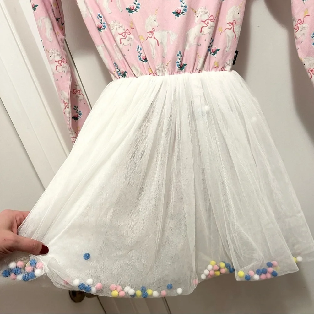Rock Your Kid Pink Unicorn Colorful Pom Pom Tulle Circus Party Dress Girls 8 Kid